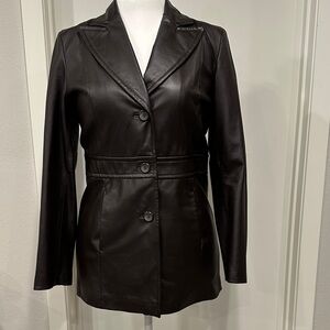 Colebrook Classic Chocolate Women's Brown Leather Blazer Size 8